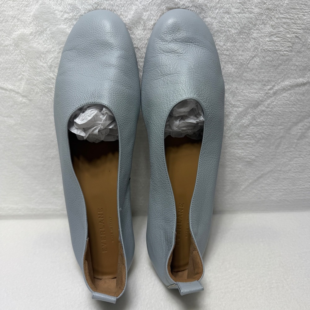 Everlane Light Blue Pebbled Leather Glove Flats Made in Italy Womens Size 9.5